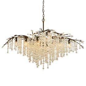 Large Vintage Farmhouse Branch Crystal Chandelier for Dining Room 42" 12-Light Antique Modern Bronze Light Fixture for Dining Table, Living Room,Kitchen,Entryway & Foyer,Adjustable Hanging